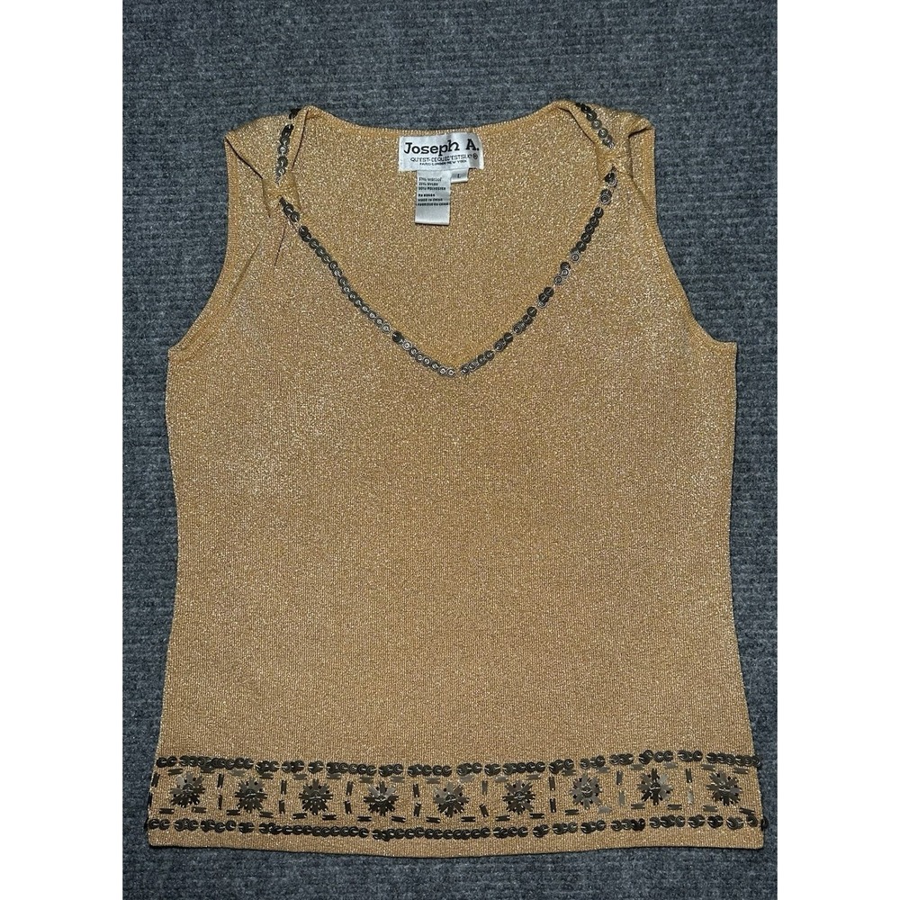 Joseph A. tank top knit beaded gold metallic 1990s Size Large